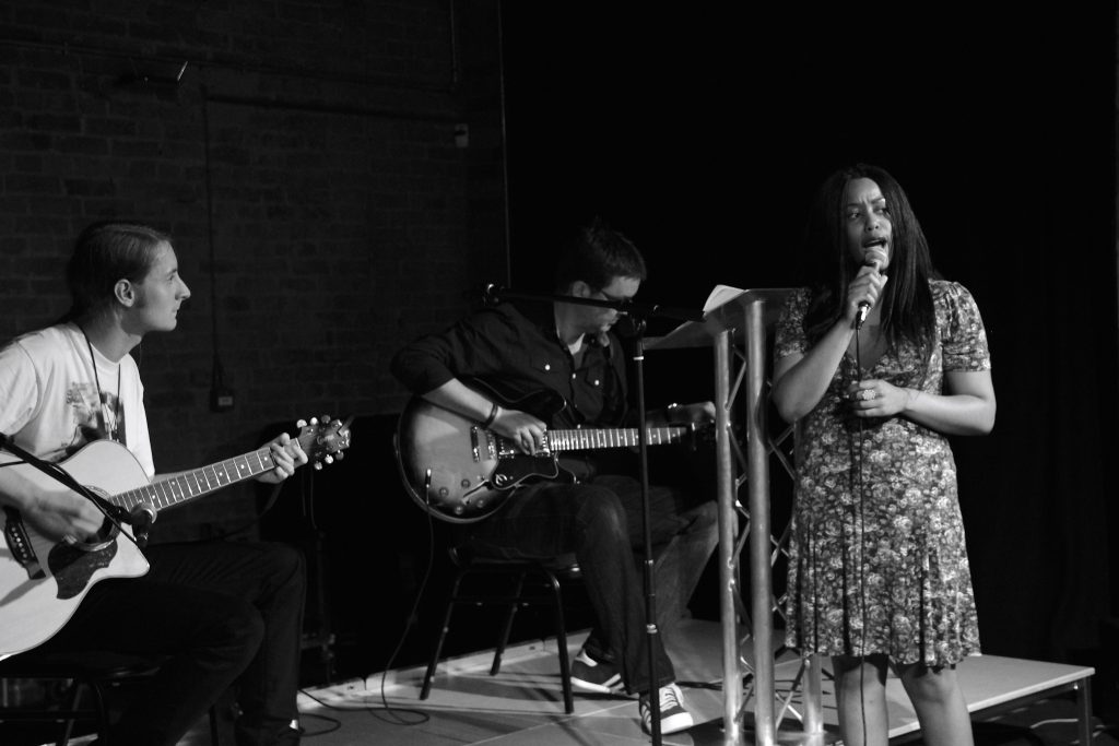 Tez Skachill performing with Laura Sinclair & Paul Clark@ the WE4POETS showcase event @ the International Anthony Burgess Foundation in Manchester - 12.07.14